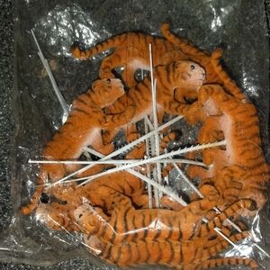 Vintage 12 New Old Stock Orange Flocked Tiger picks